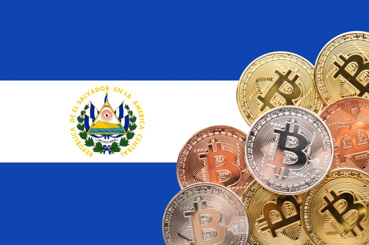 El Salvador Flag and Bitcoins (1)