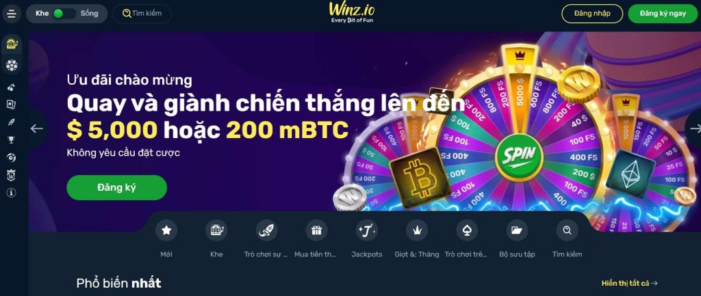 Winz.io là một Bitcoin casino