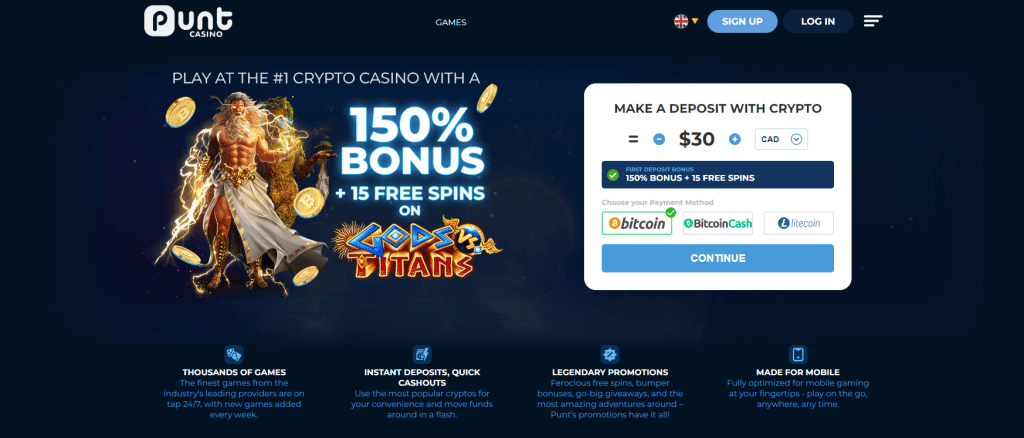 Punt Casino Best First Deposit Bonus Bitcoin Roulette Site