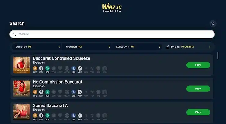 Winz.io Baccarat