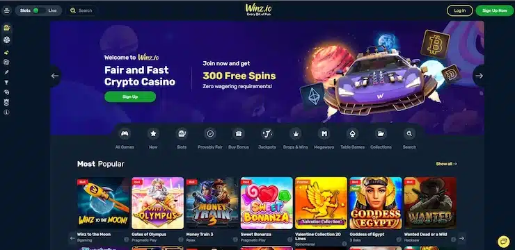 Winz.io Casino Website