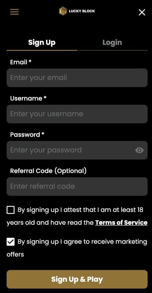 Lucky Block Registration Form