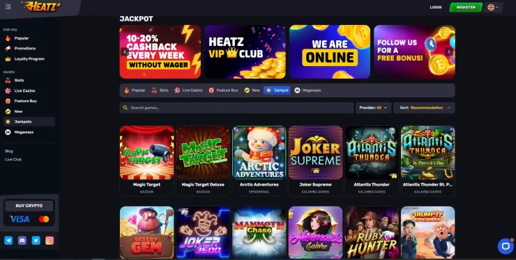 heatz-cardano-casino-homepage