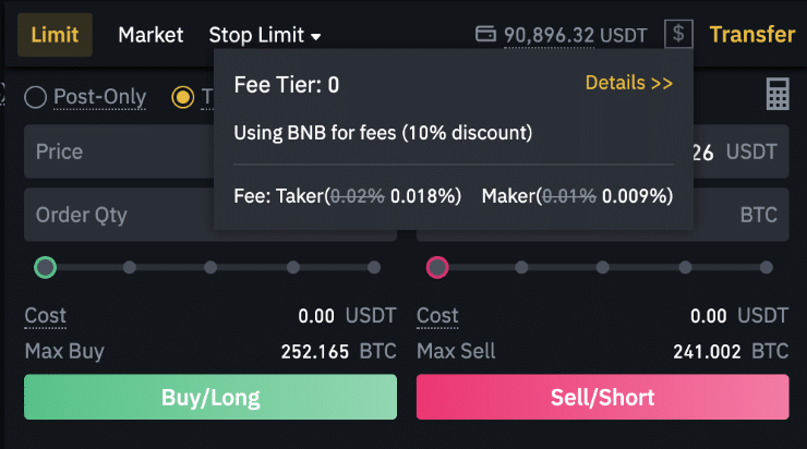 Binance Fees