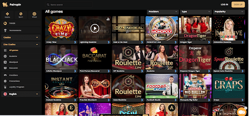 Casino games on Fairspin