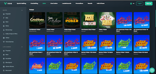 Poker games on Vave