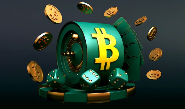 bitcoin roulette with coins and playing cards
