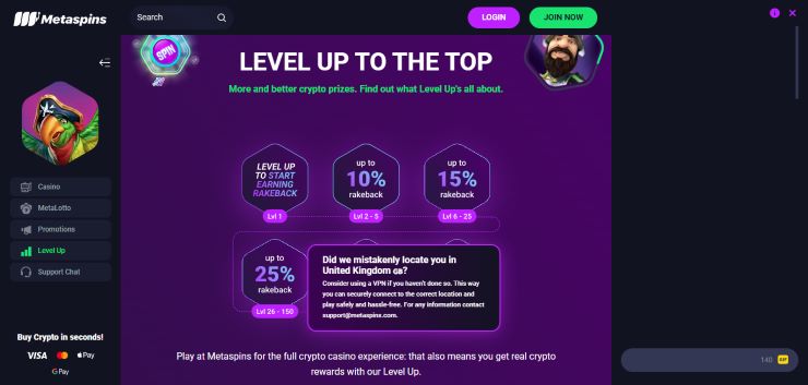 MetaSpins VIP Level-Up Program