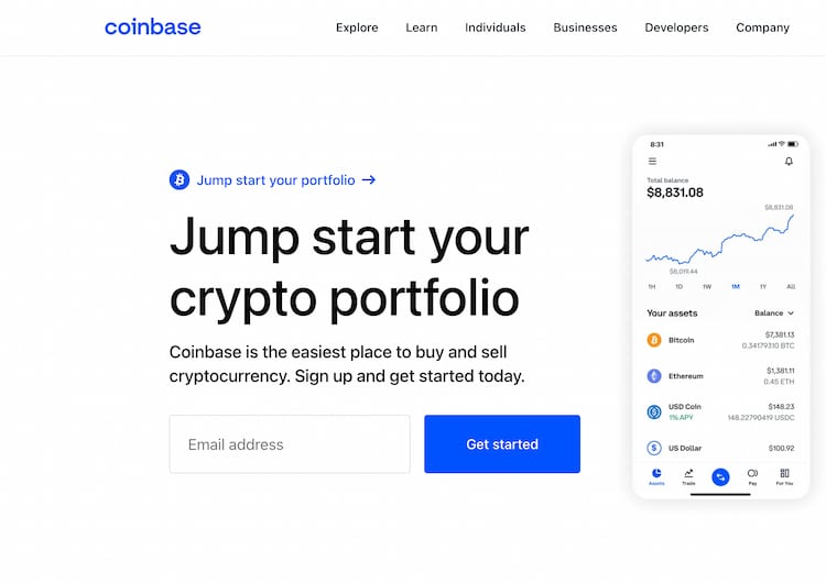 coinbase homepage