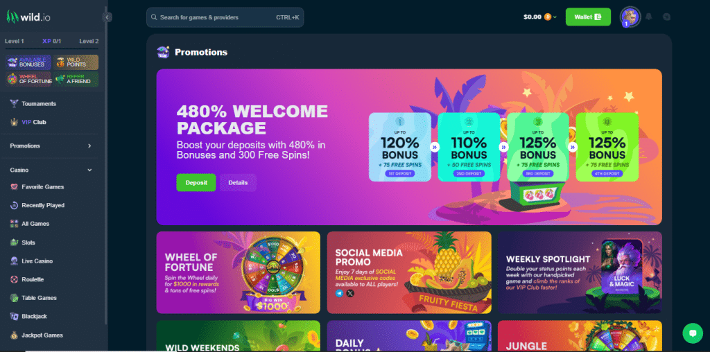 Wild.io homepage