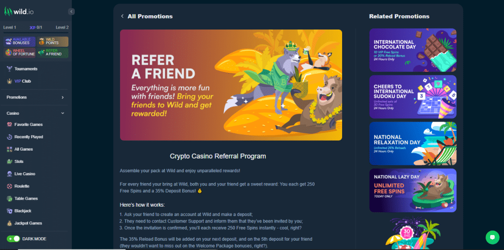 Wild.io refer a friend