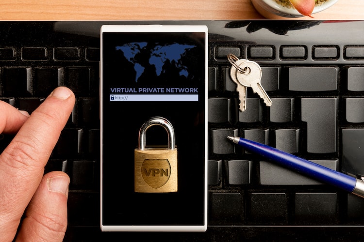 VPN padlock on keyboard