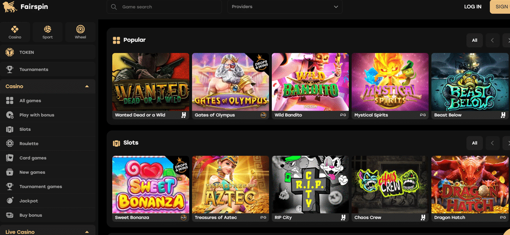 fairspin-casino-homepage
