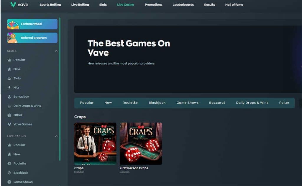 Vave-bitcoin-craps-casino