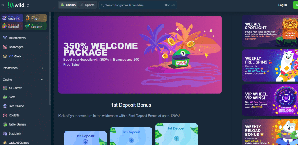 Wild.io homepage